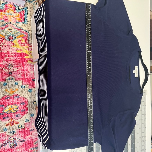 SUZANNE BETRO WEEKEND Navy‎ & White Stripe Top Tunic Sweater (Plus 3X/4X) - Picture 6 of 10